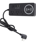 Close-up of the 7 In 1 Power Strip Surge Protector With 30W Rapid Charging, showing 3 AC outlets and USB ports.