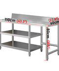 Beefy Heavy Duty 3 Tier Packing Station Workbench With Stainless Steel Top Thickened Surfaces 110x60cm dimensions