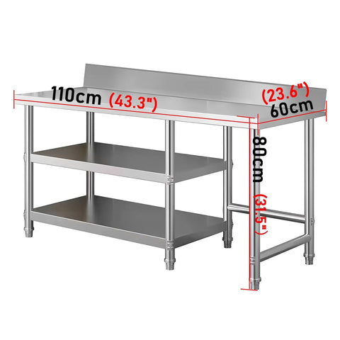 Beefy Heavy Duty 3 Tier Packing Station Workbench With Stainless Steel Top Thickened Surfaces 110x60cm dimensions