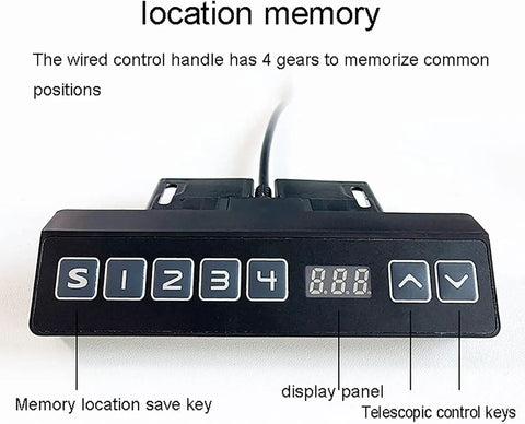 Control panel for Beefy Electric TV Lift Stand With Smooth Remote Operation And Auto Memory Positions For Large Screens 26 To 65 Inches.