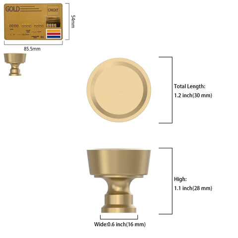 Dimensions of the Champagne Bronze Cabinet Knobs And Round Single Hole Pulls, 10 Pack For Bathroom Cabinets, ZH0075