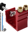 Pocket Hole Jig Kit For Woodworking Locator Tool With Diagonal Drilling Guide And Precise Depth Markings in red metal