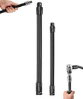 One Half Inch Flexible Shaft Extension For Tight Spots, 360 Degree Flex Reach Socket Ratchet Wrench Connecting Rod in use and standalone view