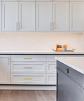 Modern kitchen with 10 Pack Brushed Gold Cabinet Pulls 5 Inch Hole Center Kitchen Cabinet Hardware Gold Drawer Handles Set For Cabinets And Drawers Easy To Install Long Lasting Durable Finish