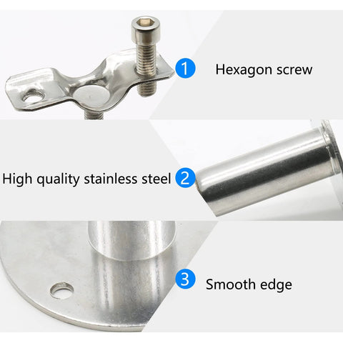 Piutouyar 2-piece stainless steel pipe ceiling mount brackets for 19mm pipe with screws