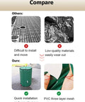 Comparison image showing Collapsible Rain Barrel 264 Gallon Water Storage Tank with PVC mesh and easy installation.