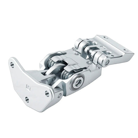 Heavy Duty Rear Door Hinge For Driver Side Crafted From Premium High Strength Steel Alloy view with bolt mounts and springs.
