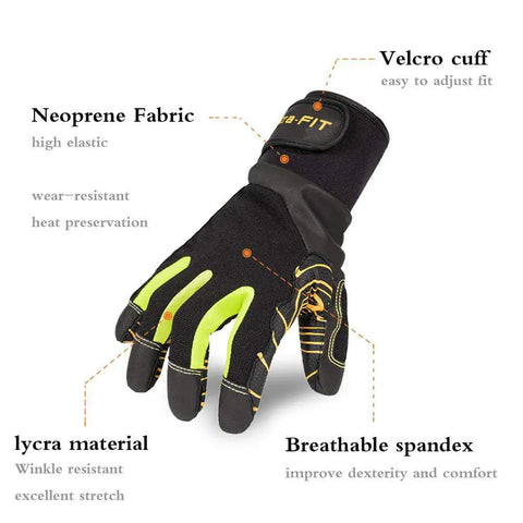 Professional Anti Vibration Glove with Full Palm to Fingertip Pad Reinforcement, neoprene and breathable spandex, side view