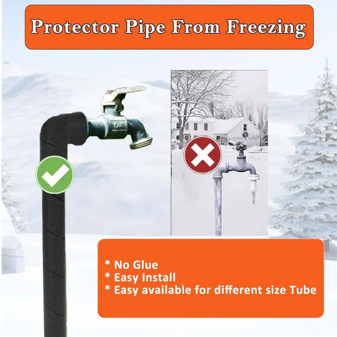 Heavy Duty Black Soft Foam Pipe Insulation Tubing 3 Pack on outdoor faucet to prevent freezing during cold weather.