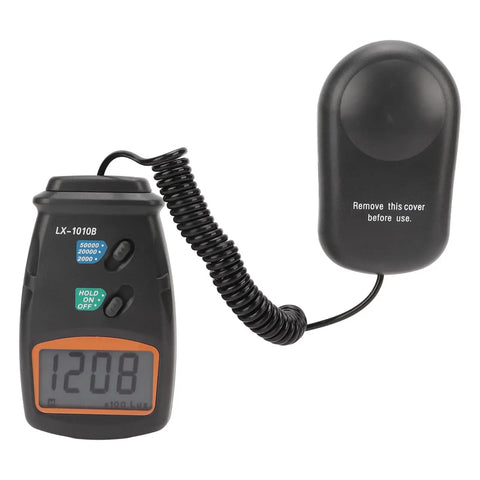 Get Your Lighting Right With A Flexible Illuminance Meter For Office, School, And Factory, 0 To 50000 Lux Range In 3 Gear Modes, Snappy 0.4 Second Sampling, Low Power, Durable ABS Body For Accurate Real Time Light Readings. LX-1010B digital light meter with separate sensor and display