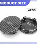 4 Pack Sick Wheel Center Caps With Glossy Carbon Pattern, Snap Fit Hub Covers For Custom Rides, 60Mm Impact Resistant Abs Rim Plates showing 2.36 inch size.