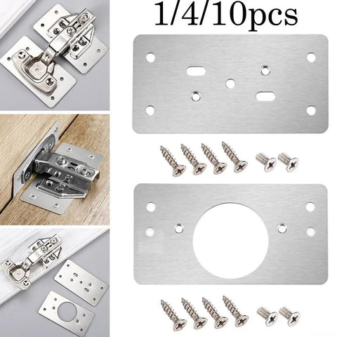 Cabinet Hinge Repair Kit With Dual Use Plates And Stainless Steel Mounting Screws For Doors And Side Panels Easy DIY Furniture Restoration