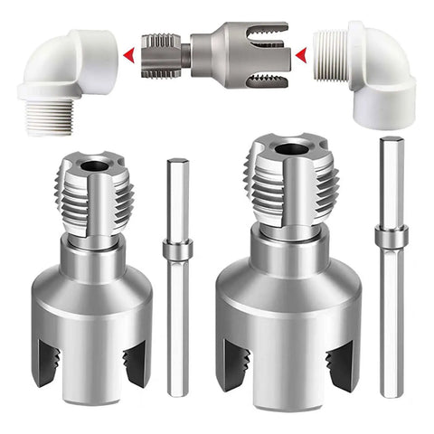 Heavy Duty Pipe Threading Tool Set With Carbon Steel Construction including dies for plumbing, electric drill compatible.