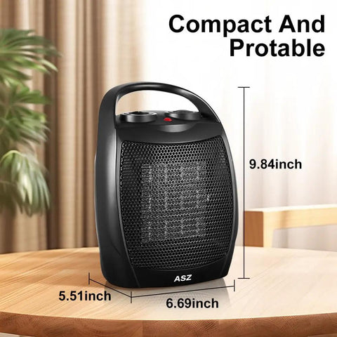 Compact Space Heater For Indoor Use 750W And 1500W With Thermostat UL Certified For Office Desk Bathroom And Small Rooms