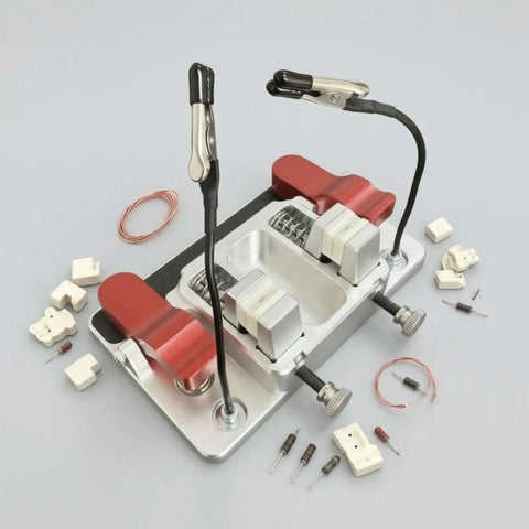 Pro Grade Wire Soldering Fixture For Bench Mount With Ceramic Jaw Clamps Heavy Duty Table Clamp For Electronics Repair Precise Soldering Holder For Techs Heat Resistant Ceramic Blocks Stable Workbench Mount, bench view