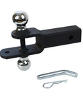 Beefed Up Dual Hitch Ball Trailer Hitch For 2 Inch Receiver With One Seven Eighth Inch And Two Inch Balls Includes Pin And Clip Five Eighth Inch Clevis Pin Compatible Matte Black Powder Coat Finish