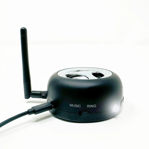 Side view of black Loud Cell Phone Ringer Amplifier And Flash Alert For Hearing Impaired And Noisy Environments 117 dB Ringer.