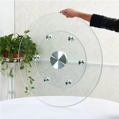 Tempered Glass Lazy Susan Turntable For Dining Tables, Go-To Rotating Table Organizer For Family Dinners And Birthday Parties