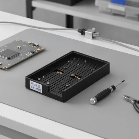Durable Plastic Parts Organizer Tray For Small Screws And Tiny hardware On Your Workbench, size 8.7 by 6.7 inches, in use.
