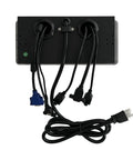 Back view of Pop Up Table Power Center With HDMI USB VGA And Network Outlet For Conference Desk, with multiple cables connected.