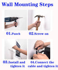 Wall mounting steps for JUDYSSY Solar Flood Lights Outdoor Led 178Pcs 160Lm/W, showing installation tools and methods.