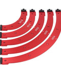 Badass Radius Jig Template Set Straight Up Routing Cabinet Corners With Rock Solid Aluminum Build Delivering Pro Level Woodworking Finishes Every Time Across Five Sizes, featuring five red aluminum templates.