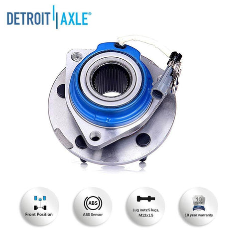 Pair Front Wheel Bearing Hub Assemblies for 2000-2013 Chevrolet Impala with ABS sensor and 5-bolt pattern, front position view
