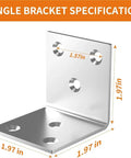 Angle bracket specifications showing dimensions for the 40 Pack Stainless Steel L Brackets 2 Inch Corner Braces.