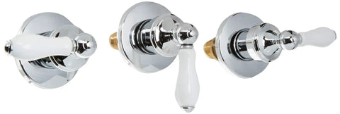 Polished chrome faucet handles from Tub And Shower Rebuild Kit For S10-320 Polished Chrome, No Sweat Install, Durable Fix For Leaky Faucets, Shower Valve Renewal, And Bathroom Fixture Upgrade.