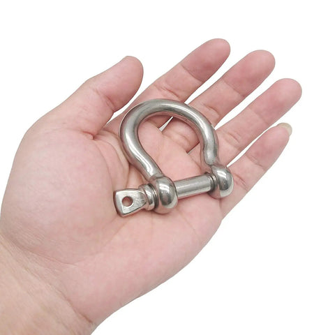 Beefy 3/8 Inch 304 Stainless Steel D Ring Shackles With Screw Pin Anchor Design Rock Solid Rigging Hardware For Traction Wire And Off Road Builds Top Shelf Quality 2 Pack held in hand
