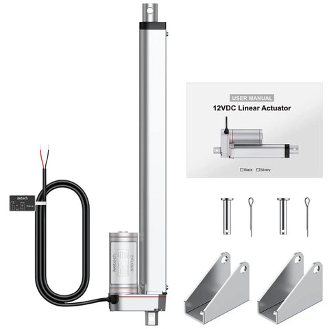 Beefy 12V Heavy Duty Linear Actuator 330 LBS 1500N 12 Inch Stroke Silent IP65 with brackets and wiring, user manual included
