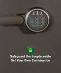 Close-up of digital push-button keypad on Black Fireproof Safe With Digital Push Button Keypad For Home Use Keep Cash And Documents Safe From Fire 1.23 Cubic Feet UL Classified Customizable Combination.