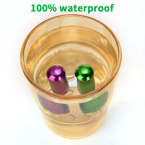 10 Pack Portable Aluminum Pill Case With Keychain, Waterproof Airtight Metal Mini Box for Outdoor Camping Travel shown in water