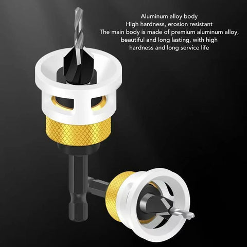 Heavy Duty 4 Flute Step Drill Bit Set With M2 HSS Tapered Guide For Precision Punching And Drilling Woodworking Projects Plus Depth Control Stop Kit For #10 Screws And 82 Degree Countersinks On Sheet Metal, aluminum alloy body