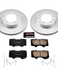 PowerStop front brake kit for Toyota 4Runner, FJ Cruiser and Tacoma; two silver rotors with four ceramic pads.