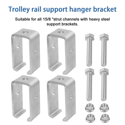 Heavy Duty Strut Channel Hanger Bracket Kit Rated To 1200 Pounds Fits Standard Steel Tracks Built Tough For Intermediate Support And Hoist Rigging Plug And Go Setup No Sweat Install Four Pack Bundle