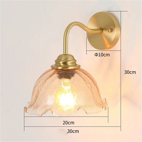 UBNMIUBV Modern Industrial E27 Gooseneck Vintage Brass Wall Sconces Glass Shade Indoor Wall Mounted Lamp Fixture, 30cm tall.