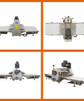 Techtongda Commercial Dough Sheeter Countertop Pizza Pasta Roller With Heavy Duty Conveyor Belt, front and side views.