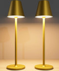 Cordless 2 Pack Desk Lamps With 5000mAh Rechargeable Battery And 3 Level Dimmable LED Night Light For Bedroom, Dining, And Restaurant Metal Bronze Finish No Cord Needed Portable Table Lamps shown lit on surface.