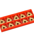 10 Pieces WNMG 432 And WNMG0804 CNC Carbide Inserts in red tray, high density coated finish for lathe milling tools, durable wear resistance