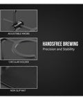 Adjustable Pour Over Coffee Stand Height Adjustable Aluminum Dripper Holder With Non Slip Base for conical filter cups with adjustable knobs.