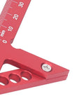Dead On Aluminum Alloy Center Finder For Woodworking No Nonsense 45 Degree Scribe Marking Tool With Clear Metric Scale close-up view showing measurement scale and holes.