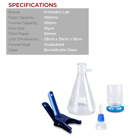 Vacuum Filtration Kit For Fast Lab Separation With 1000 mL Filter Flask 300 mL Glass Buchner Funnel Vacuum Adapter Rubber Stopper