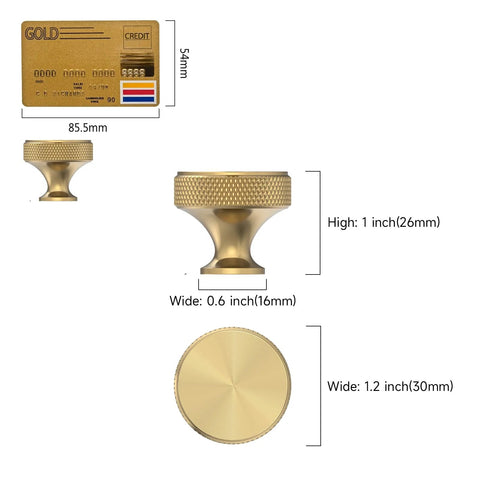 Dimensions of 10 Pack Champagne Bronze Knurled Cabinet Knobs Kitchen Cabinet Handles For Drawer Cupboard Wardrobe Doors Easy Install And Durable Construction ZH0036