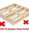 Self Loading Electric Pallet Stacker With 2116 Lbs Capacity And 51 Inch Lift Height Perfect For One Guy To Move Stuff In Pickup Trucks And Commercial Vans Without Breaking A Sweat. Image showing a wooden pallet with 'NOT Fit Regular Wood Pallet' warning.