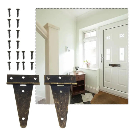 Rotating Concealed Door Hinges 2 Pack Heavy Duty T Hinges For Cabinets And Hanging Doors with screws, interior background