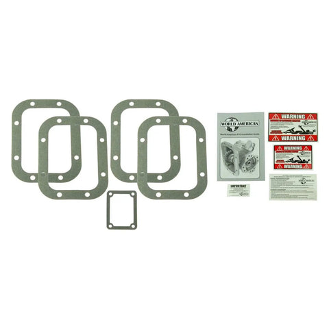 8 Bolt PTO Mounting Gasket Kit For Heavy Duty Hydraulics Replacement Gasket Set Fits Tractors And Mowers Easy Install Pro Grade Durable High Quality Seal Kit For Reliable PTO Sealing And Quick Fix displayed with components and instruction manual.