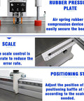 INTBUYING pneumatic hinge boring insertion machine; front view shows clamp, ruler scale, and control panel.