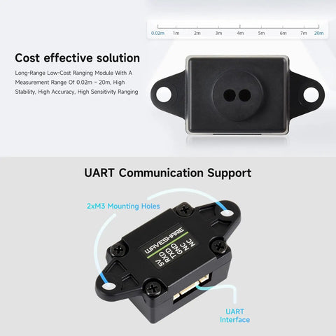 Slick Design D ToF Laser Range Sensor For Pro Robotics Projects Featuring Killer Accuracy Solid Uart Interface and Reliable Indoor Outdoor Measurement Capabilities, compact sensor with UART interface and mounting holes.