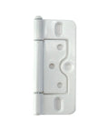 Heavy Duty 3 Inch Non-Mortise Bifold Door Hinges Iron With Electroplated Finish White 6 Pack Includes Screws Built To Last For Interior Doors And Cabinets Tough As Nails, white hinge close-up